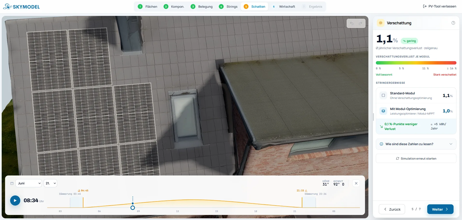 SKYMODEL PV-Tool — Sonnenstand & Tagesverlauf