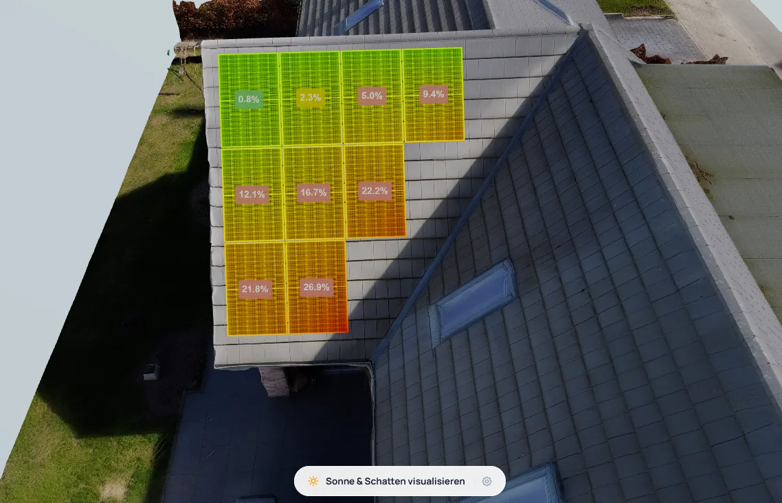Zellgenaue Verschattungs-Heatmap auf dem Dach